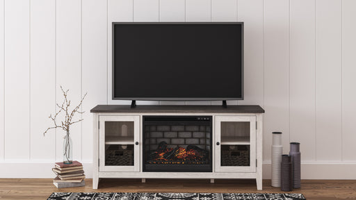 Dorrinson Two-tone Large TV Stand w/Fireplace Option - Lara Furniture