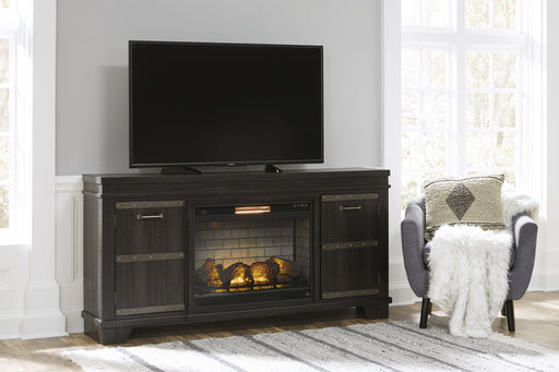 Noorbrook Black XL TV Stand w/Fireplace Option - Lara Furniture