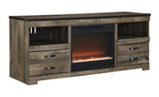 Trinell Brown Large TV Stand w/Fireplace Option - Lara FurnitureTV Stand