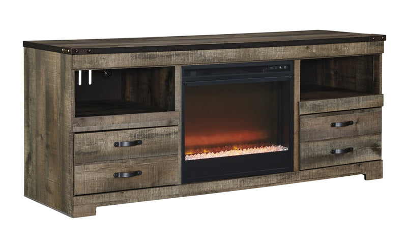 Trinell Brown Large TV Stand w/Fireplace Option - Lara FurnitureTV Stand