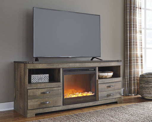 Trinell Brown Large TV Stand w/Fireplace Option - Lara Furniture