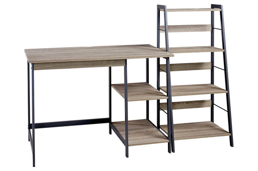 Soho Light Brown/Gunmetal Home Office Desk and Shelf - Lara Furniture