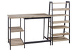 Soho Light Brown/Gunmetal Home Office Desk and Shelf - Lara Furniture