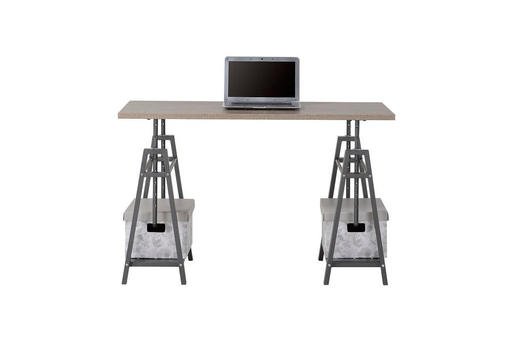 Irene Grayish Brown/Gunmetal Adjustable Height Desk - Lara Furniture