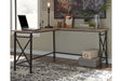 Jaeparli Grayish Brown/Black Home Office L-Desk - Lara Furniture