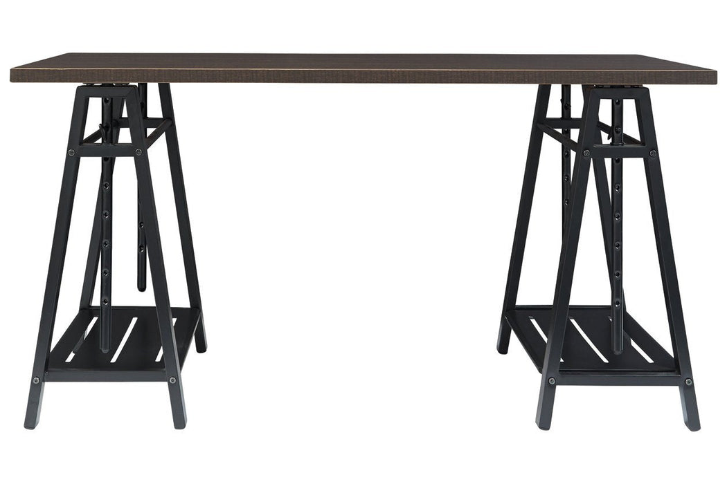 Irene Warm Brown/Black Adjustable Height Desk - Lara Furniture