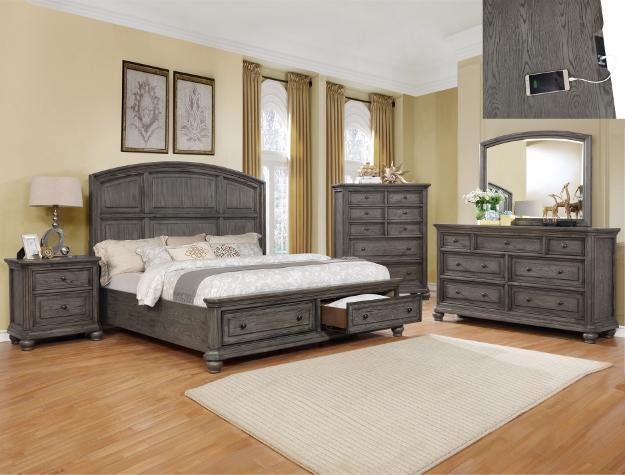 Lavonia Gray Queen Storage Platform Bed - Lara Furniture