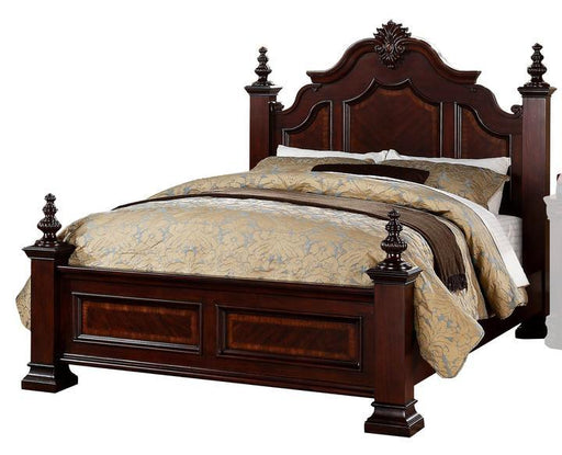 Charlotte Dark Cherry Queen Poster Bed - Lara Furniture