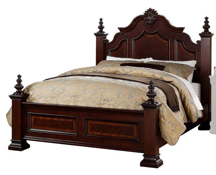 Charlotte Dark Cherry Queen Poster Bed - Lara Furniture