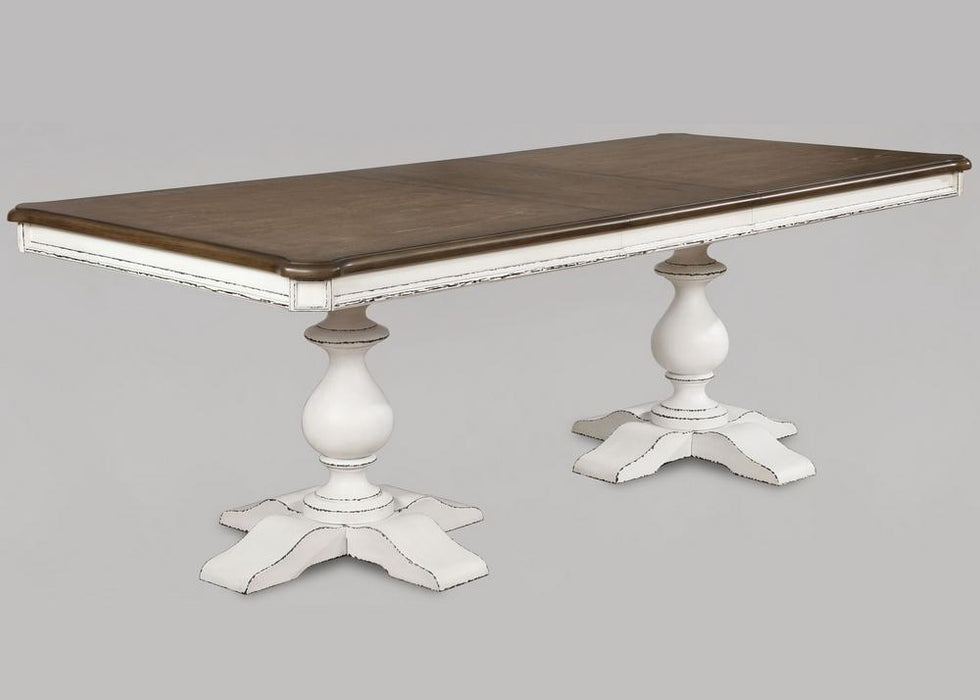 Bardot White/Brown Extendable Dining Set - Lara Furniture