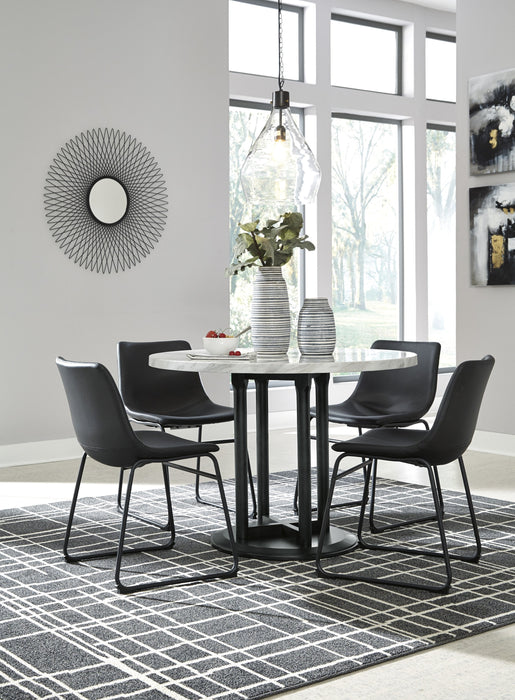 Centiar White-Black Round Dining Room Set