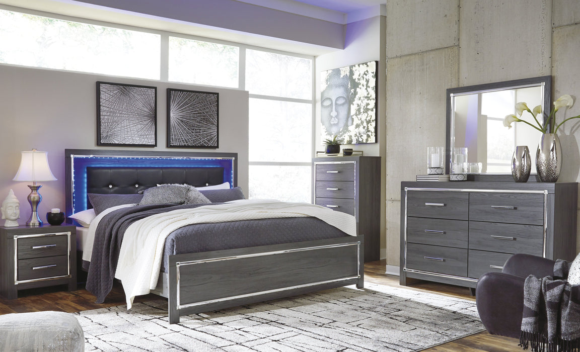 [SPECIAL] Lodanna Gray LED Panel Bedroom Set