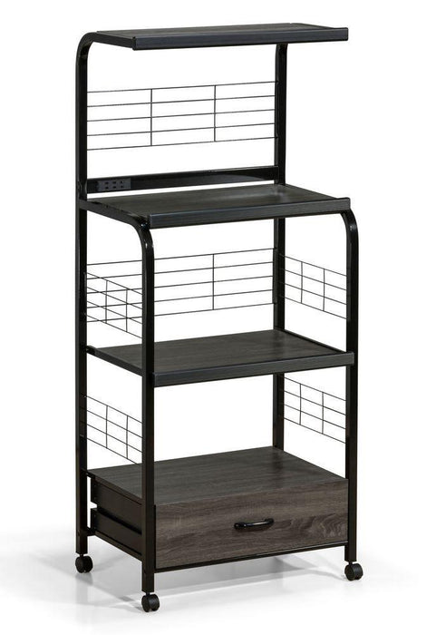 Kitchen Shelf Black/Gray on Casters - Lara Furniture