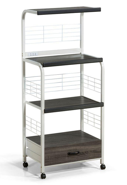 Kitchen Shelf White/Gray on Casters - Lara Furniture