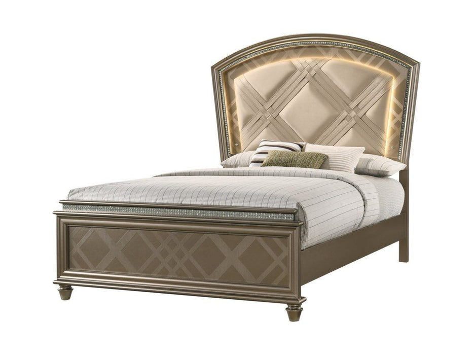 Cristal Gold LED King Panel Bed - Lara Furniture