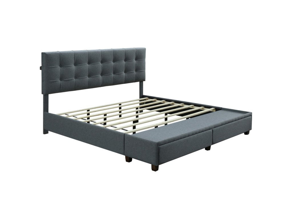 Antoine Gray Upholstered Queen Platform Bed